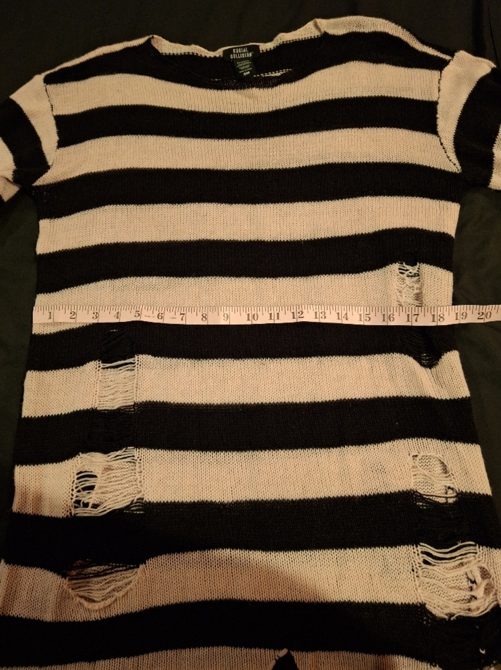 Social Collision Ripped Striped Sweater - Picture 4 of 5